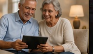 Retired couple reviewing Medicare options together on a tablet
